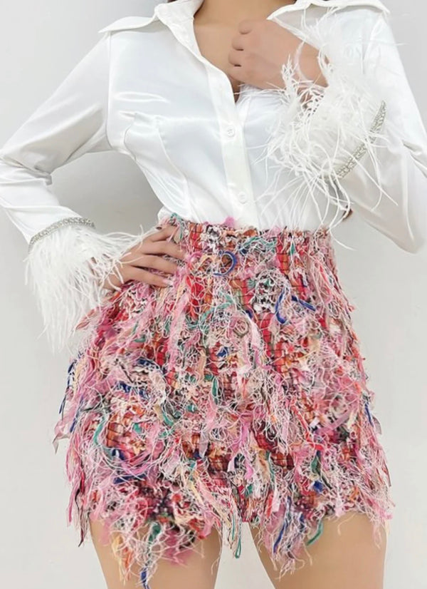 Jacquard Fringe Skirt