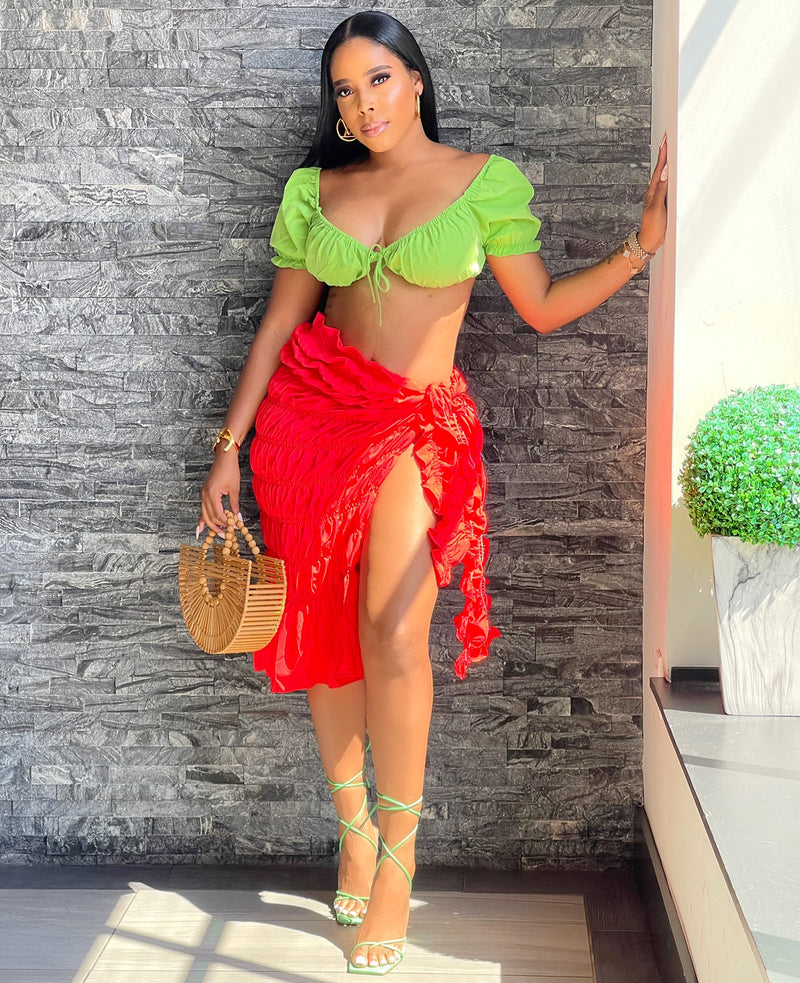 Tahiti Wrap Skirt (Red)