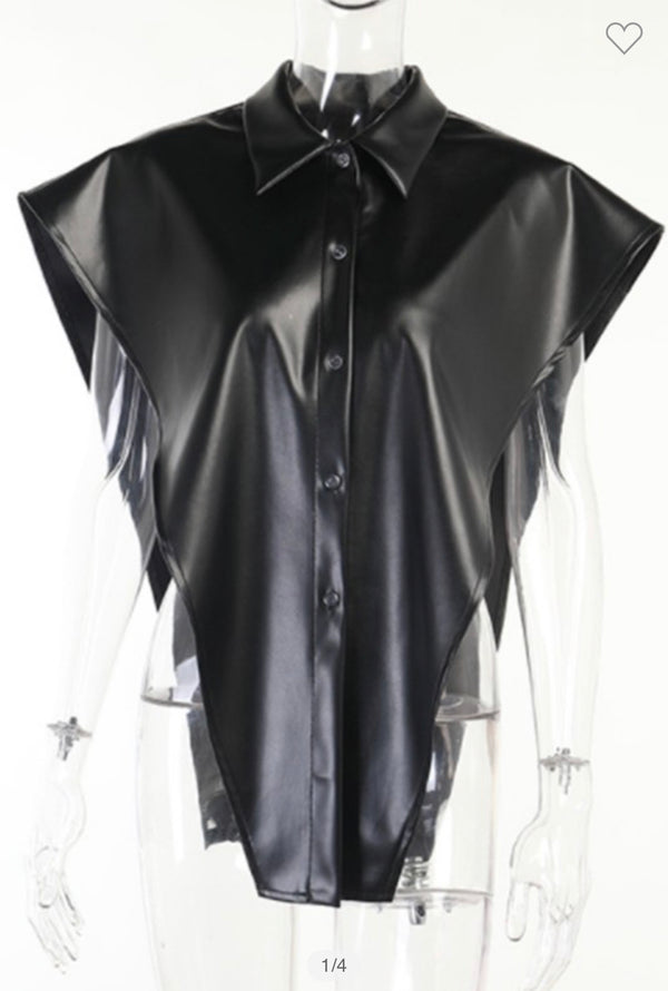 V Leather Shirt