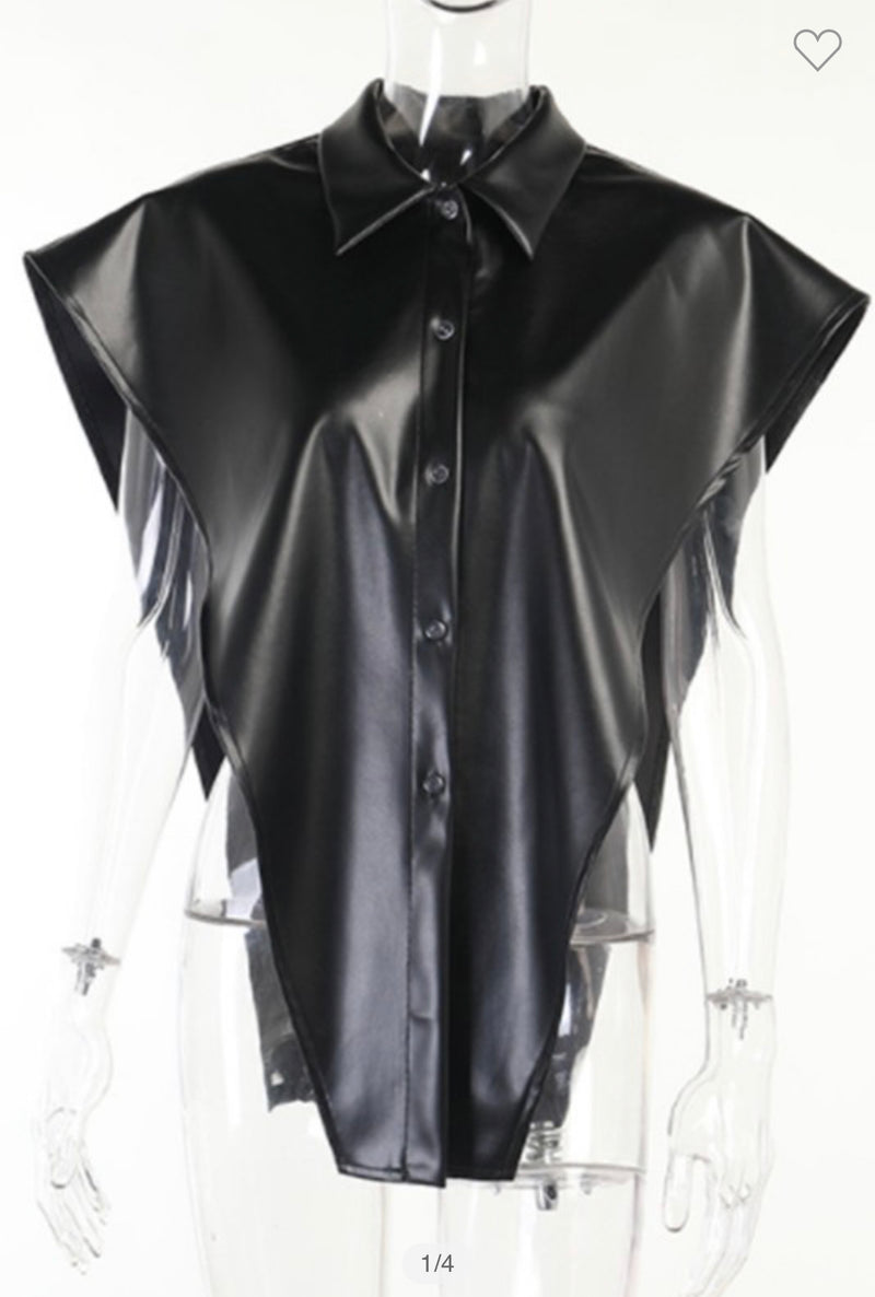 V Leather Shirt