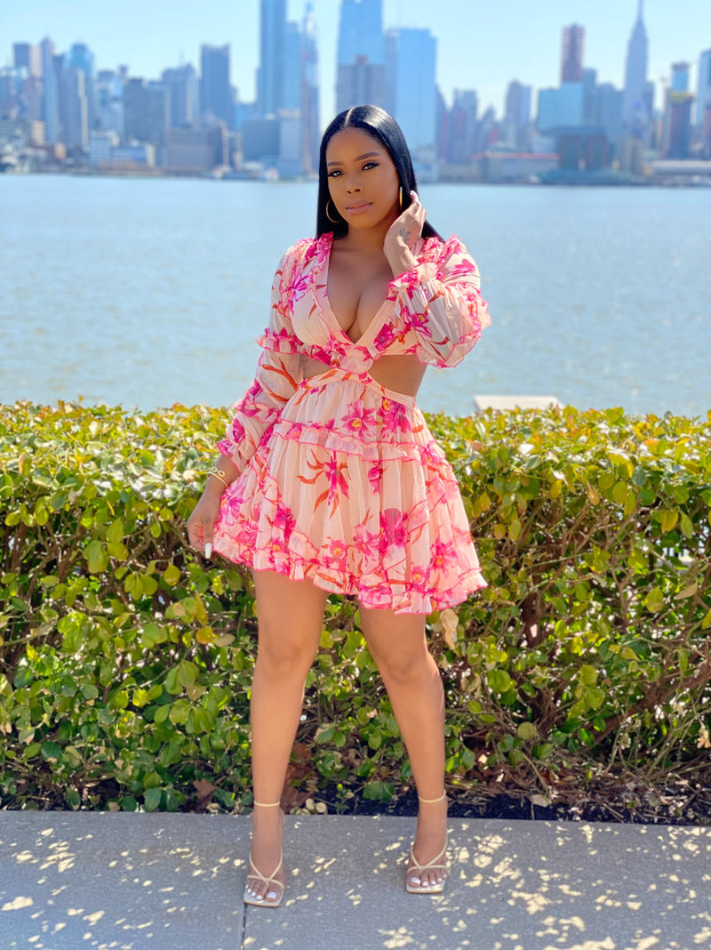 In The Moment Floral Dress (Pink)