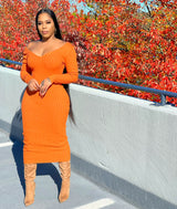 Ribbed Dress (Orange)