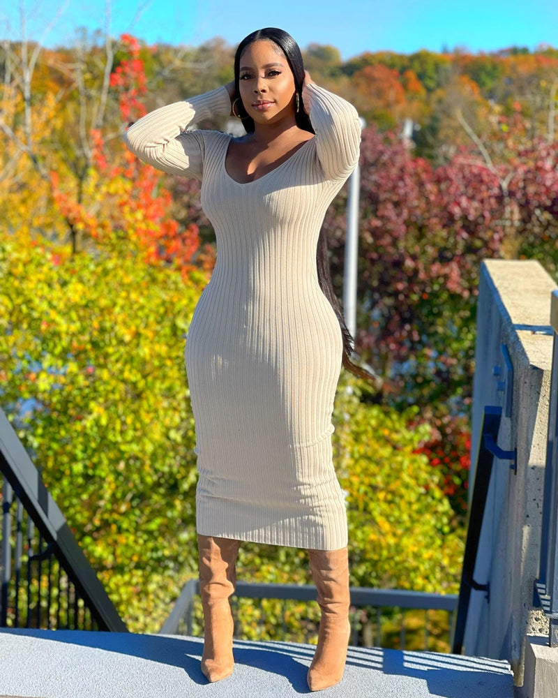Ribbed Dress (Bone)